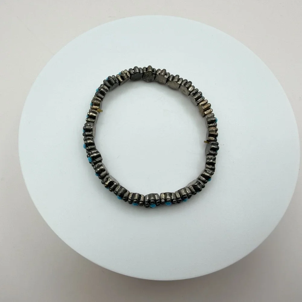 Vintage Y2K Blue Beaded Stretch‎ Bracelet Boho Women's Classic Fashion Jewelry
